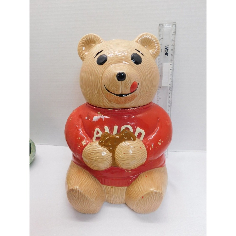 Vintage Teddy Bear Cookie Jar Ceramic 1997 Avon 12" Tall